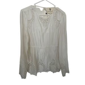 The JetSet Diaries White Embroidered Long Sleeve Top Size Medium